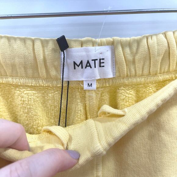 Mate The Label Shorts Medium Yellow Fleece Pocket NWT Athleisure Loungewear - Picture 6 of 12